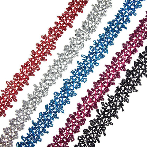 Metallic Flowered Braided Trim, 20mm, 18-Yards