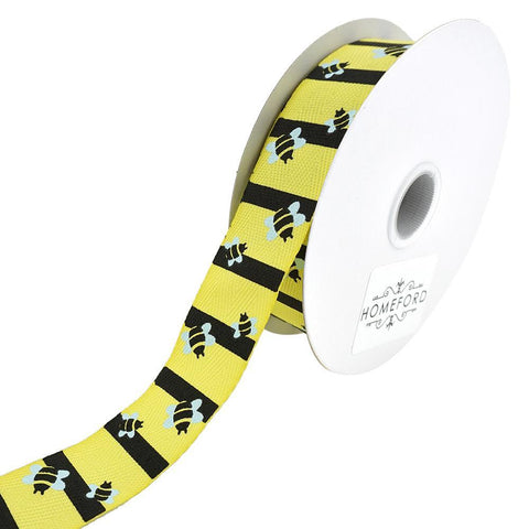 Bumblebee Striped Grosgrain Ribbon, Yellow, 7/8-Inch, 10-Yard