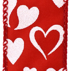 Valentine's Glittered Hearts Satin Wired Ribbon, 1-1/2-inch, 10-yard