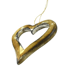 Wooden Heart Cut-Out Christmas Ornament, 3-3/4-Inch