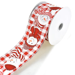 Happy Snowman Gingham Wired Ribbon, 2-1/2-Inch, 10-Yard