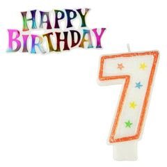 Glitter Number Candles and Happy Birthday Sign, 3-3/8-inch, 2-piece