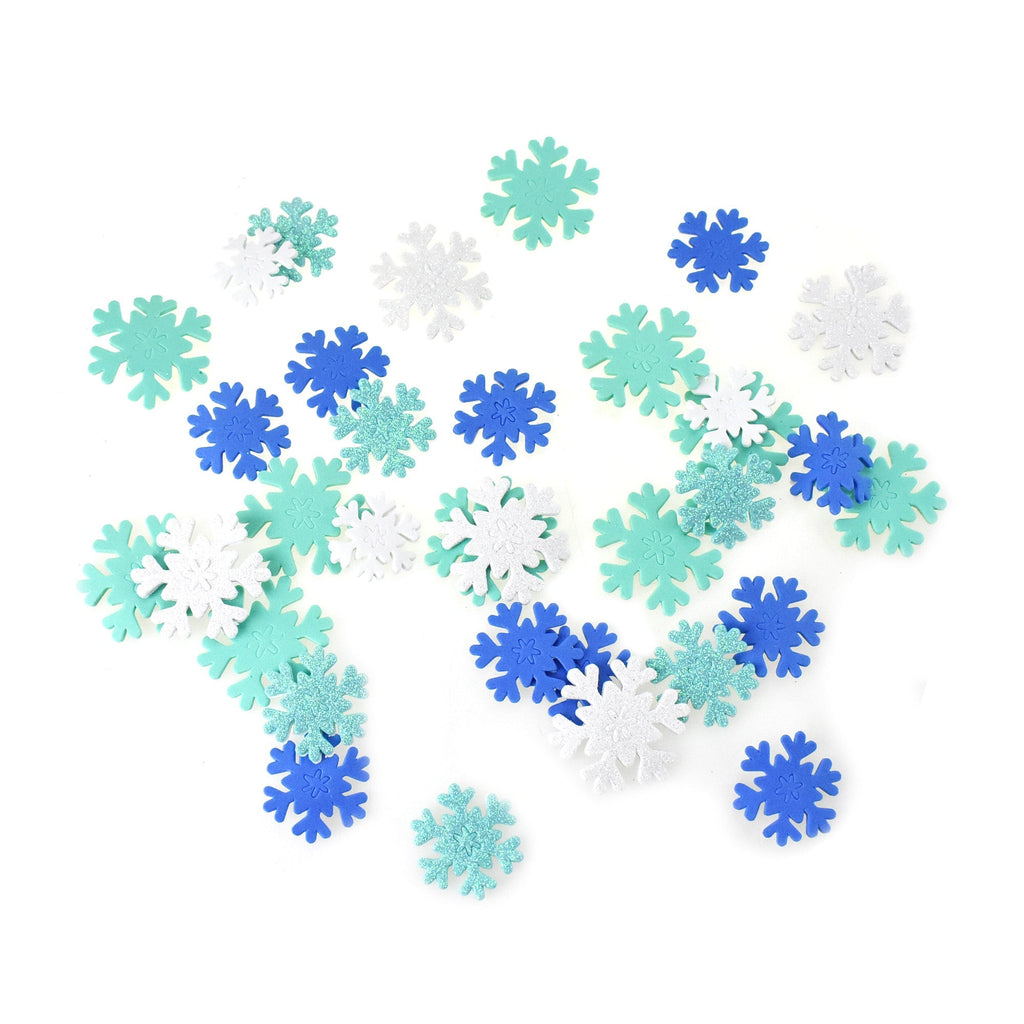 Glitter Snowflake Foam Stickers, Assorted Sizes, 60-Piece