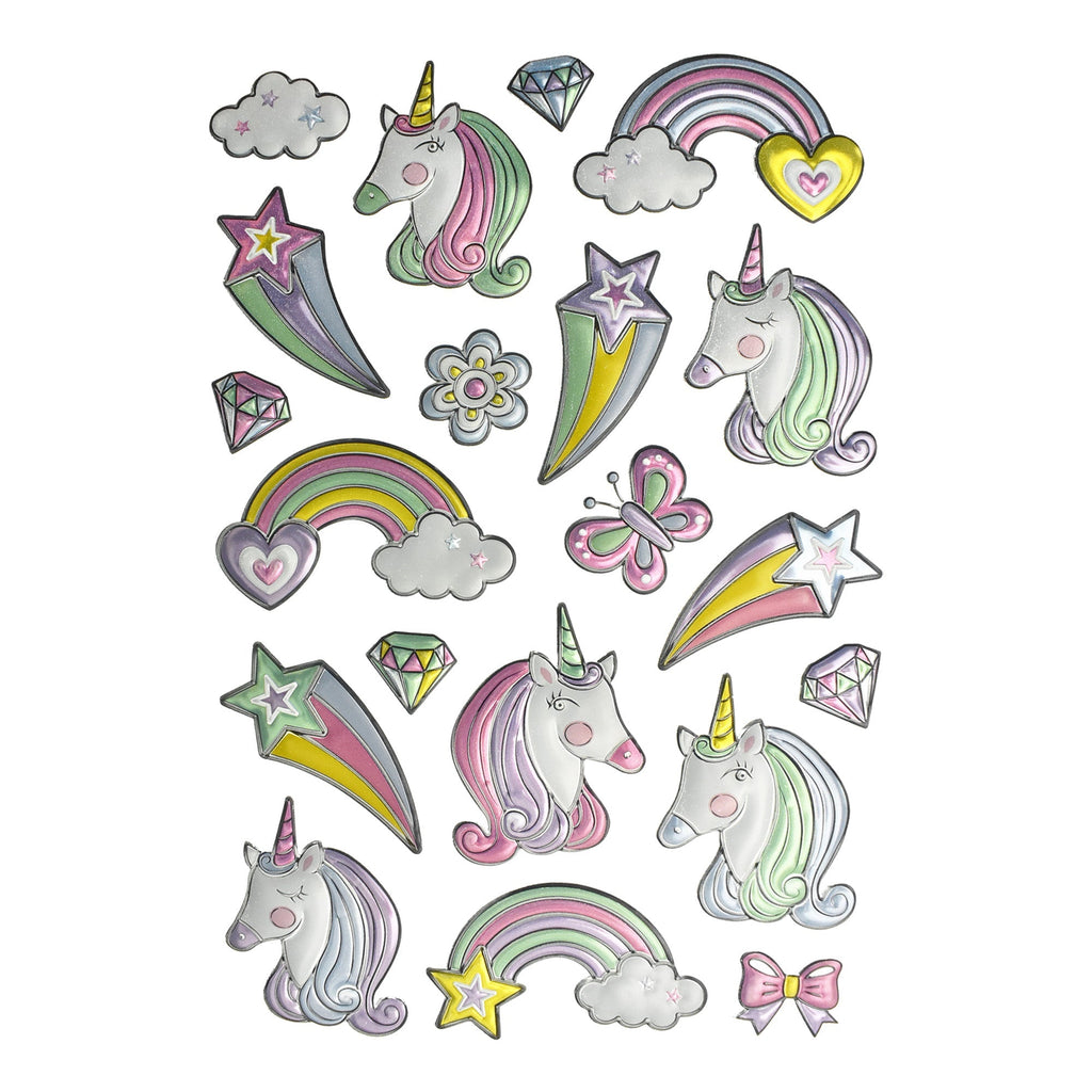 Unicorn Rainbow Foil Fun Stickers, 20-Piece