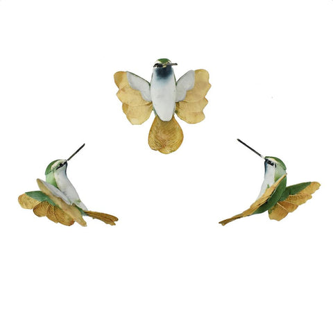 Flying Humming Bird Decorations, Green, 1-3/4-Inch, 3-Count