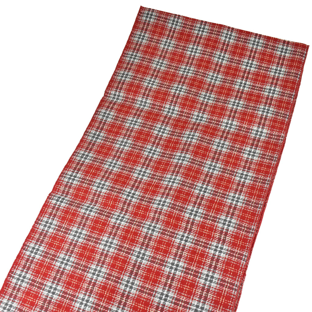 Plaid Table Runner, Red/Grey/White, 72-Inch x 14-Inch