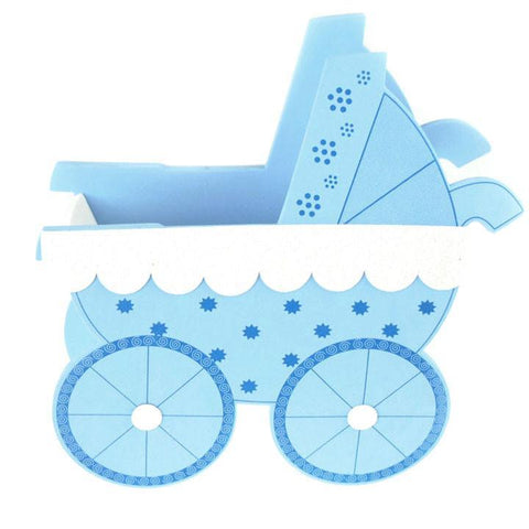 Baby Carriage Box Foam Decor, 13-Inch, Light Blue