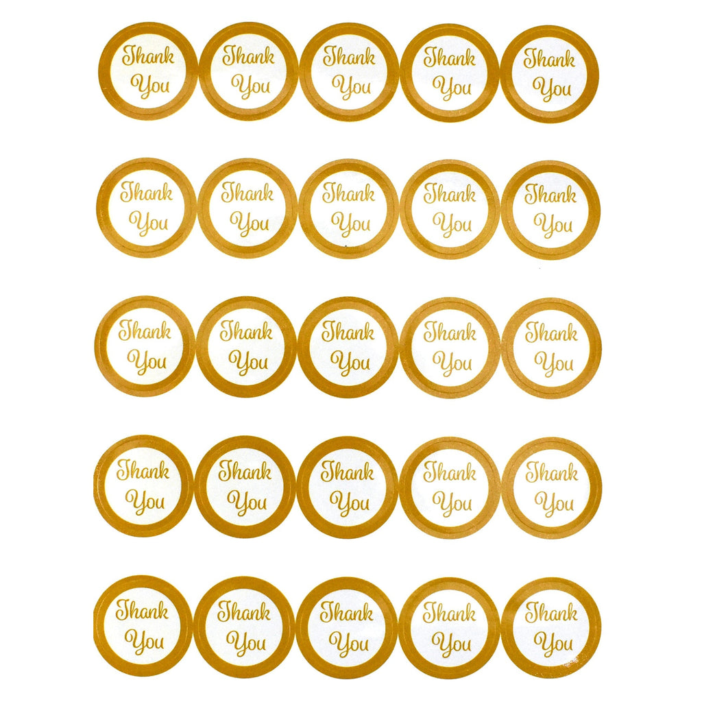 Elegant Thank You Sticker Labels, 1-Inch, 100-Count - Gold