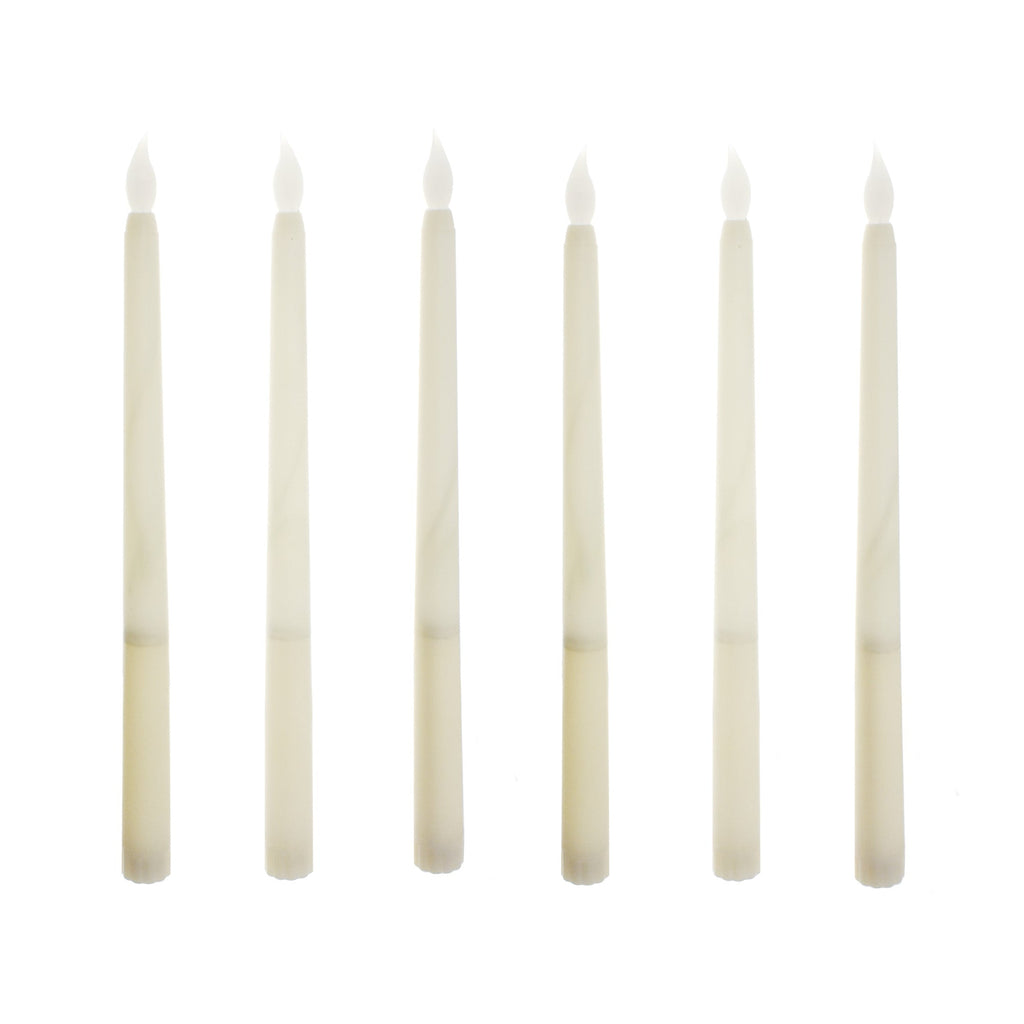 LED Plastic Flickering Taper Candle, White, 11-Inch, 6-Count