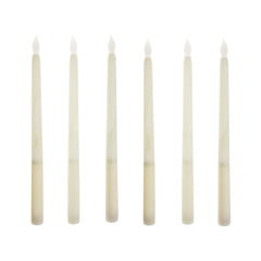 LED Plastic Flickering Taper Candle, White, 11-Inch, 6-Count
