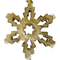 Wooden Snowflake Metallic Edge Christmas Ornament, 3-3/4-Inch