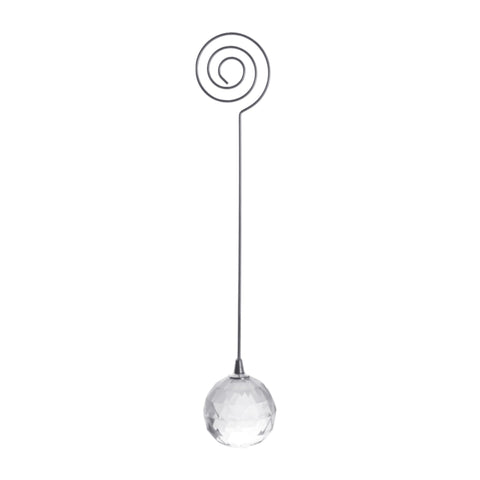 Wire Place Card Holder with Crystal Ball Base, 8-3/4-Inch