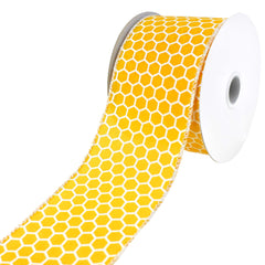 Honeycomb Patterned Satin Wired Ribbon, 10-yard