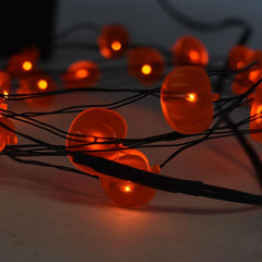 LED Battery Operated Pumpkin String Lights, Orange, 80-Inch