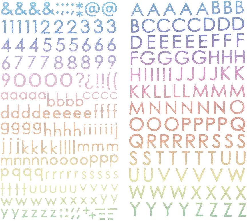 Ombre Glitter Alphabet & Numbers Stickers, 305-piece