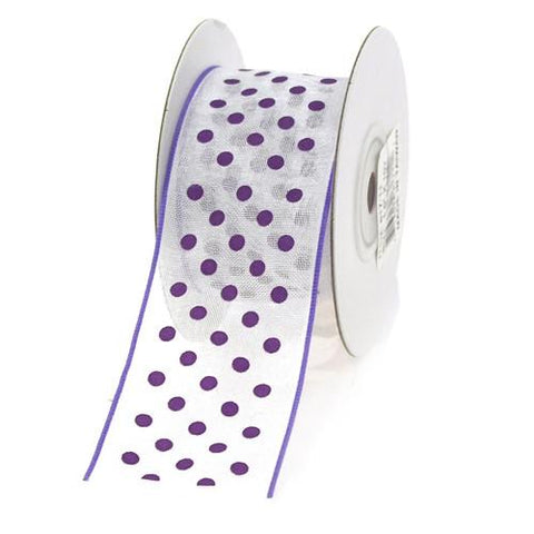 Polka Dot Organza Ribbon Wired Edge, 1-1/2-inch, 10-yard