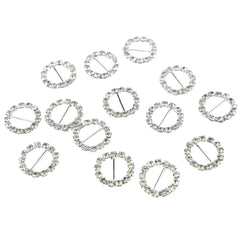 Rhinestone Ring Mini Buckle Accents, 5/8-Inch, 12-Count - Silver
