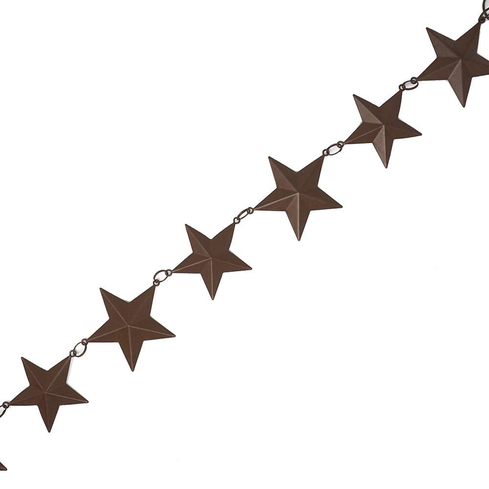 Rustic Tin Star Garland, Brown, 23-Inch