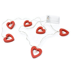 Wooden Heart Lights Garland, 2-1/2-Inch, 4-Feet