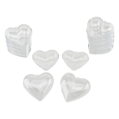 Fillable Plastic Clear Heart Ornament, 3-1/4-Inch, 12-Count