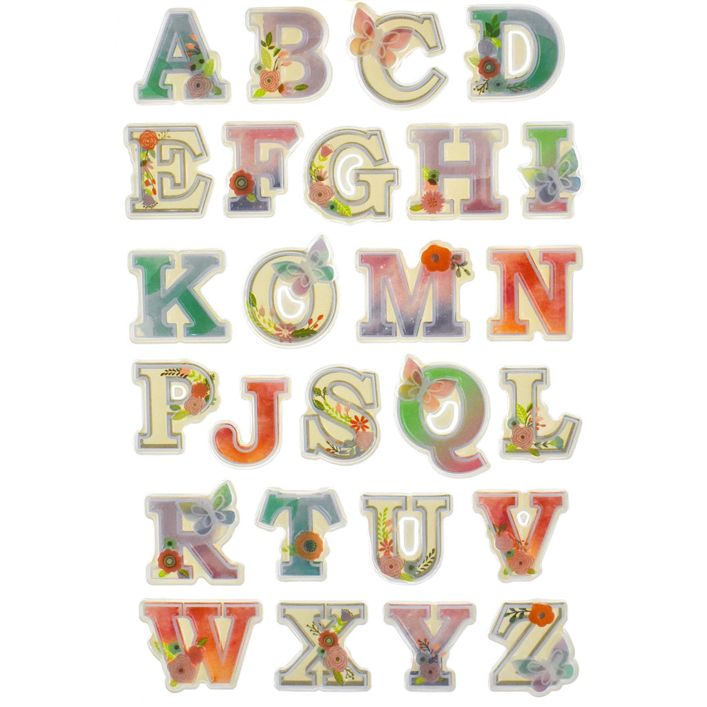 Dainty Alphabet Pop-Up 3D Sticker Sheet, 1-Inch, 26-Piece