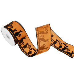 Magical Black Cats Halloween Wired Ribbon, 2-1/2-Inch, 10-Yard