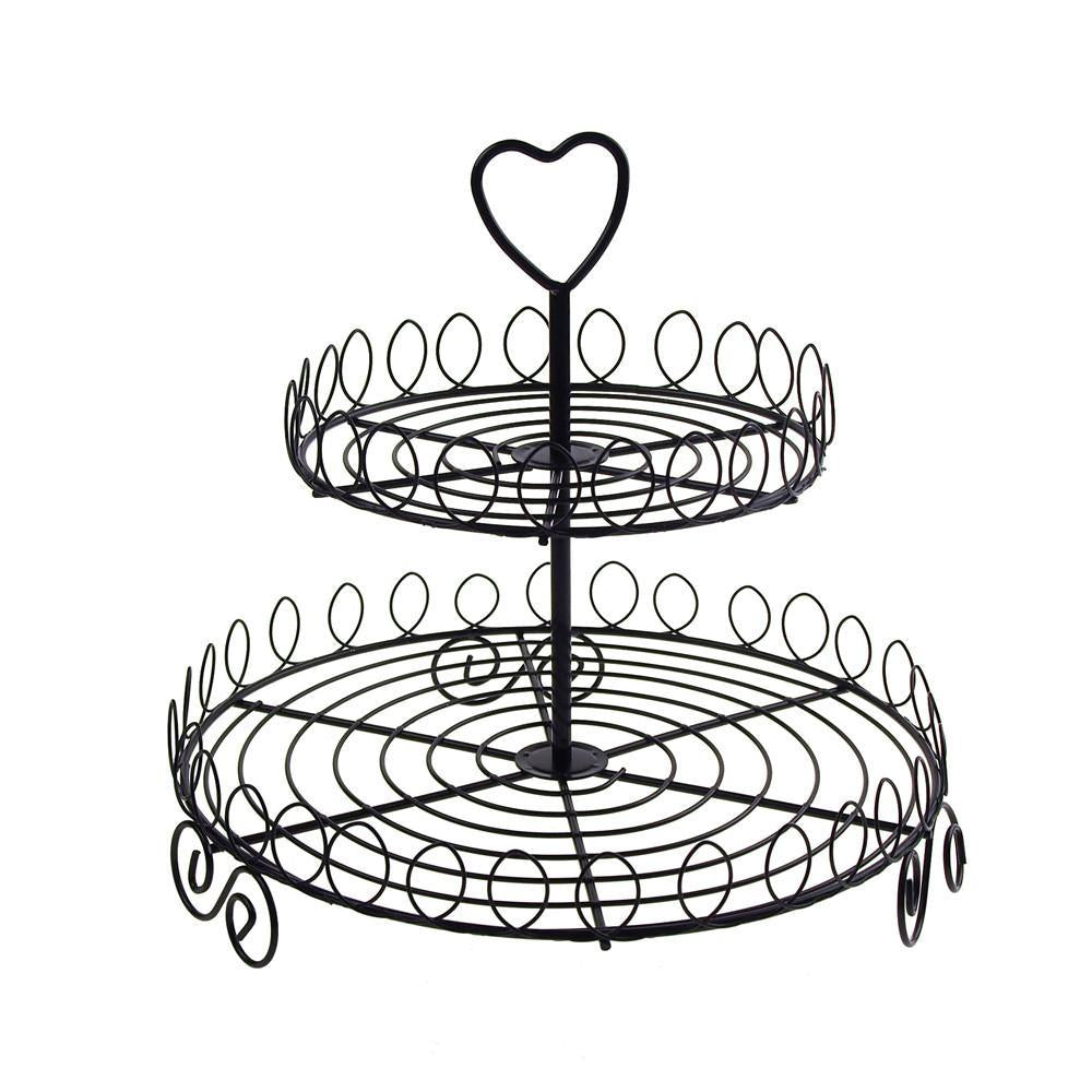 Round Metal Wire Cupcake Holder, 2-tier, 8-1/2-Inch, Black