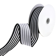 Flocked Velvet Cabana Stripes Wired Ribbon, 1-1/2-Inch, 10-Yard