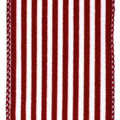 Flocked Velvet Cabana Stripes Wired Ribbon, 2-1/2-Inch, 10-Yard