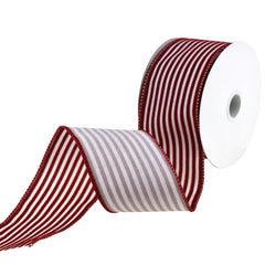 Flocked Velvet Cabana Stripes Wired Ribbon, 2-1/2-Inch, 10-Yard