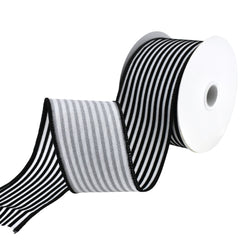 Flocked Velvet Cabana Stripes Wired Ribbon, 2-1/2-Inch, 10-Yard