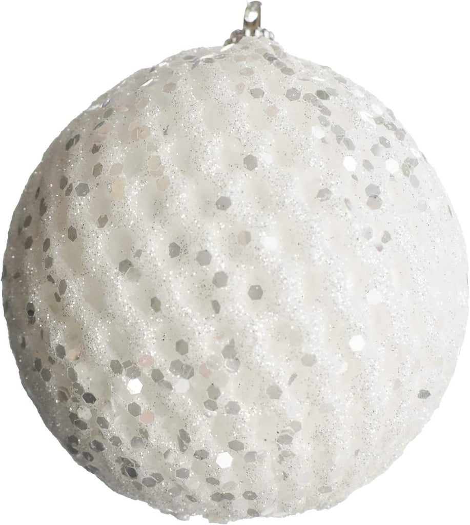 Glittered Rounded Honeycomb Ball Christmas Ornament, 4-inch