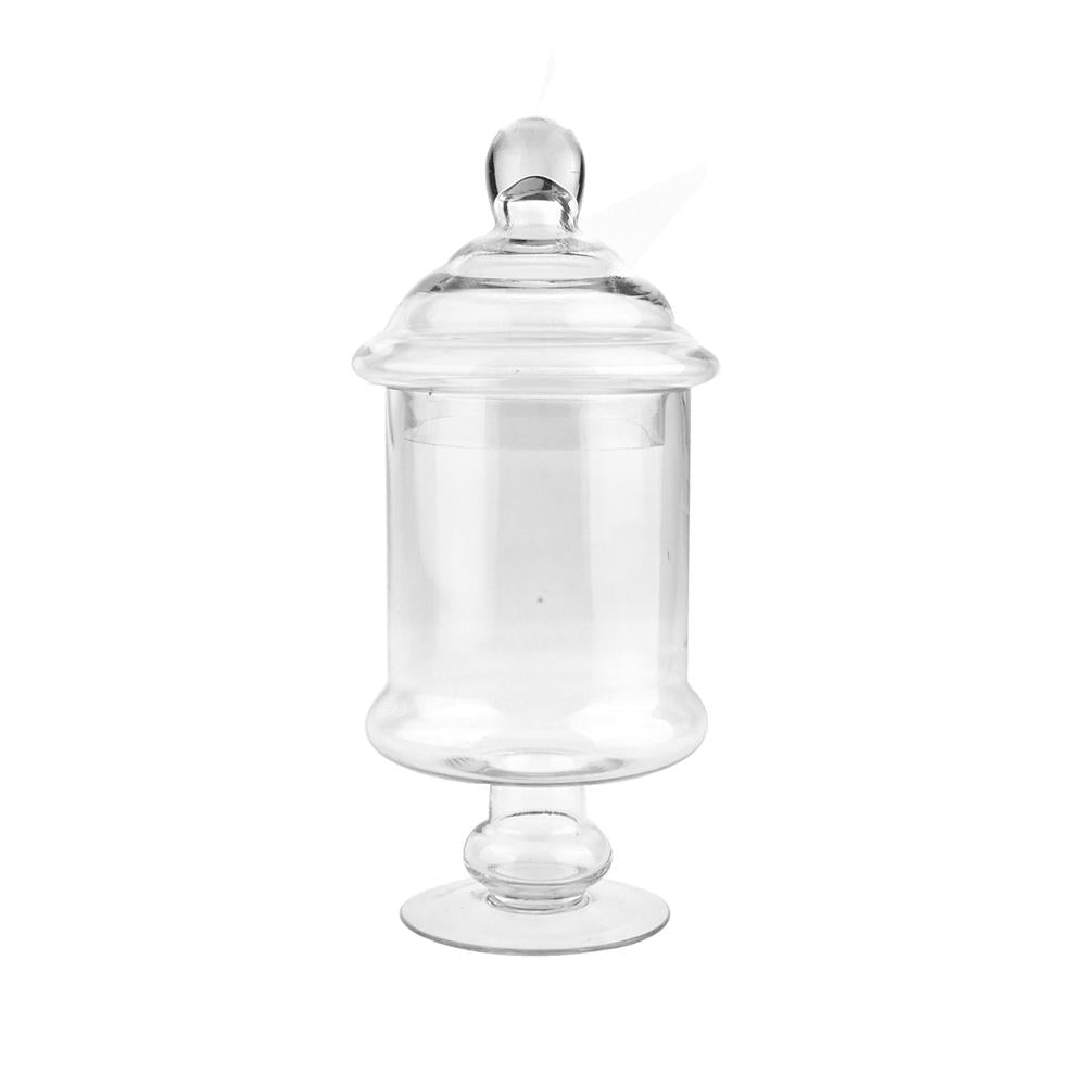 Clear Glass Pedestal Apothecary Candy Jar, 12-1/2-Inch