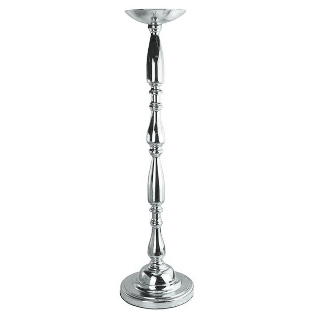 Tall Candle Holder Stand Metal Centerpiece, Silver, 30-Inch