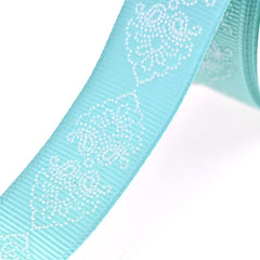 Melissa Glitter Lace Grosgrain Ribbon, 7/8-Inch, 4-Yard, Tiara Blue