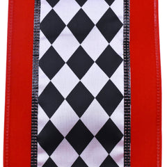 Harlequinn Center Dash Edge Wired Ribbon, 4-Inch, 10-Yard