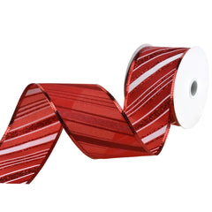 Glittered Christmas Diagonal Stripes Wired Ribbon, 2-1/2-Inch, 10-Yard