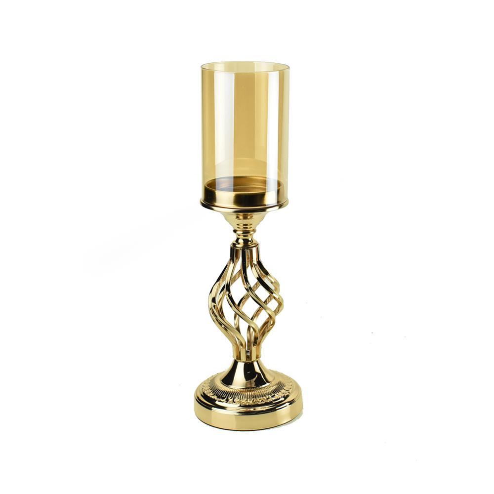 Twisted Candle Holder with Glass Cylinder Centerpiece, 16-Inch