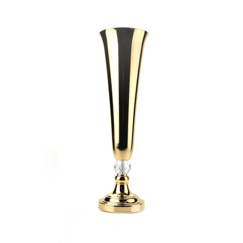 Tall Metal Trumpet Vase, Gold, 21-Inch