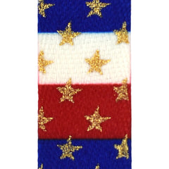 Patriotic Glittered Stars and Stripes Grosgrain Ribbon, 5/8-inch, 10-yard