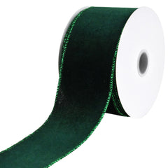 Christmas Lush Velvet Metallic Edge Wired Ribbon, 10-yard