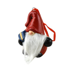 Porcelain Santa Gnome Christmas Ornaments, 2-5/8-Inch, 3-Piece