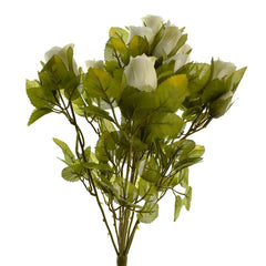 Artificial Rose Flower Bud Bush, 15-Inch