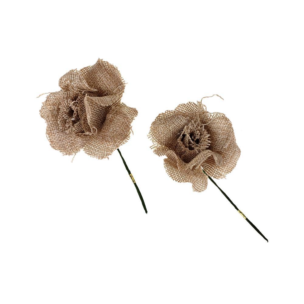 Burlap Rose Pick, Natural, 5-Inch, 12-Piece