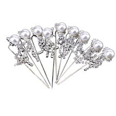 Dangle Rhinestone Pearl Floral Pins, 5/8-Inch, 9-Count