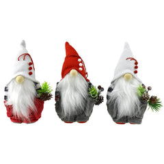 Christmas Gnomes Plaid Flannel Plush Ornaments, 7-Inch, 3-Piece