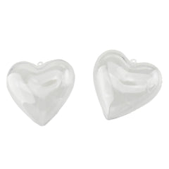 Fillable Plastic Clear Heart Ornament, 3-1/4-Inch, 12-Count