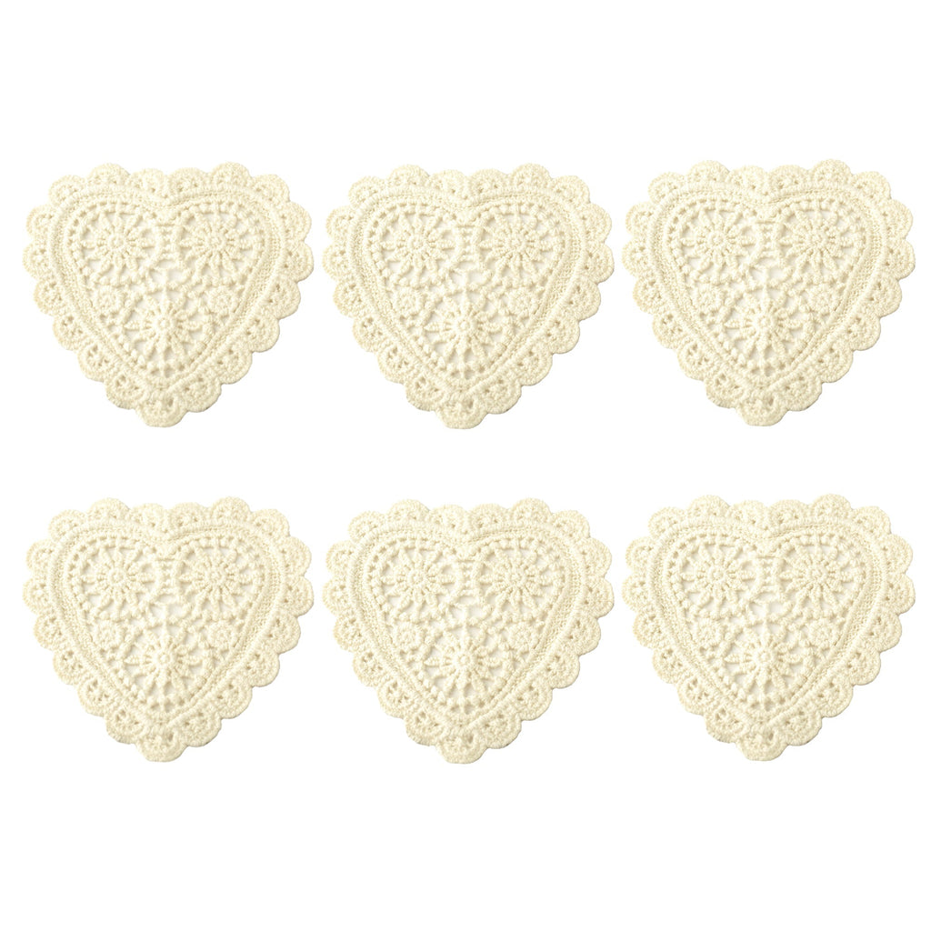 Cotton Lace Heart Doilies, 3-Inch, 6-Count