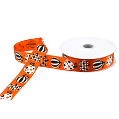 Halloween Argyle Pumpkins Satin Ribbon, 7/8-Inch, 10-Yard - Orange