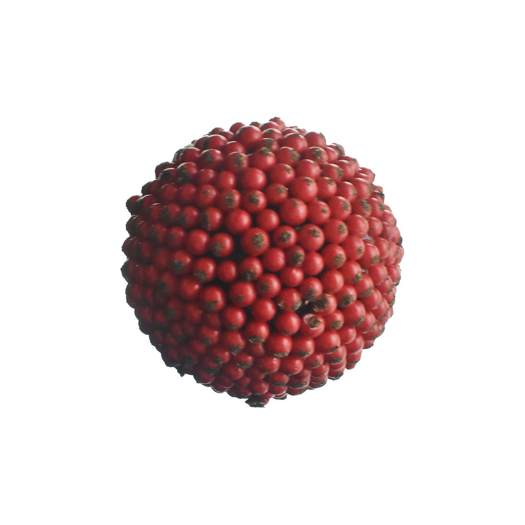 Artificial Berry Ball Christmas Ornament, Red, 3-3/4-Inch